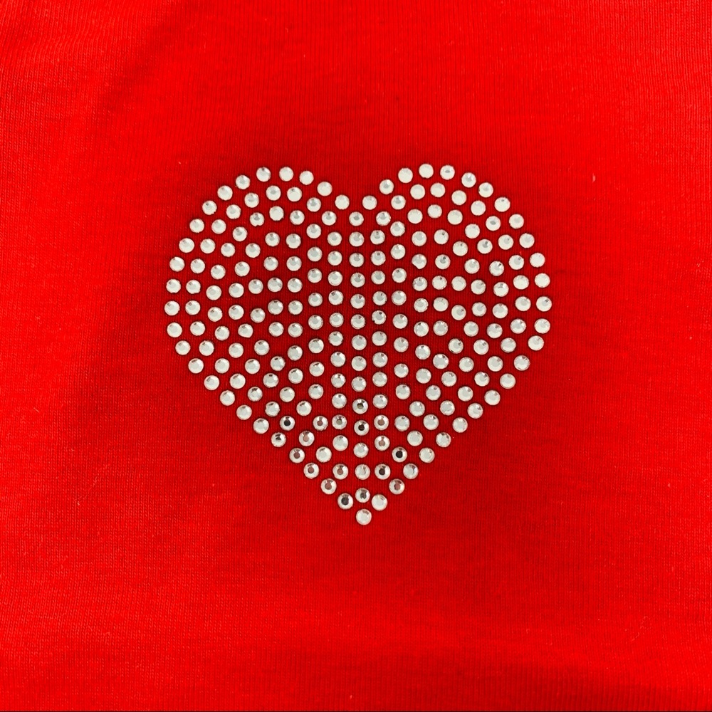 NWOT Embellished American Apparel L/S Baby One Piece Rhinestone Heart - Picture 3 of 6